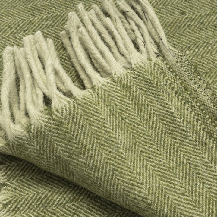 Herringbone Blanket Green - Dunedin Cashmere