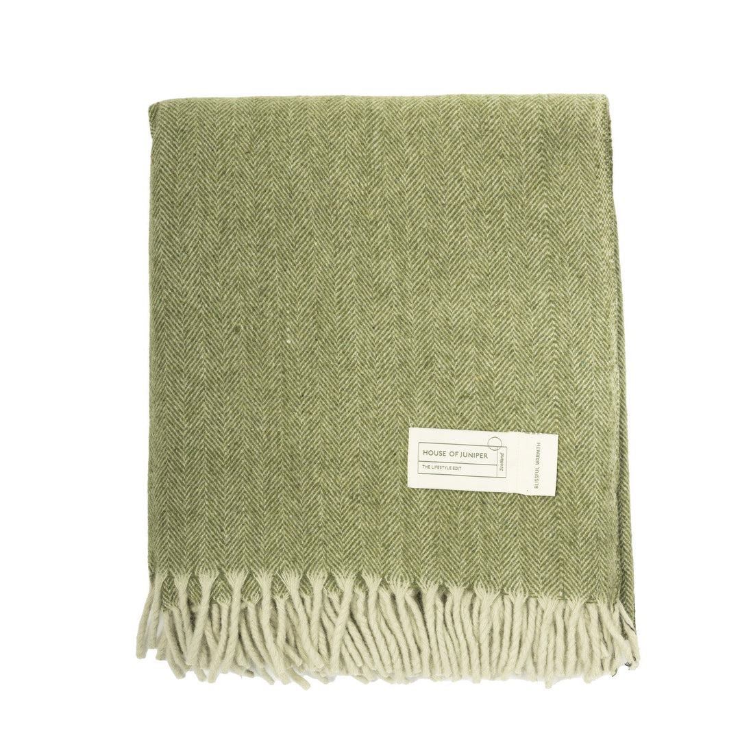 Herringbone Blanket Green - Dunedin Cashmere