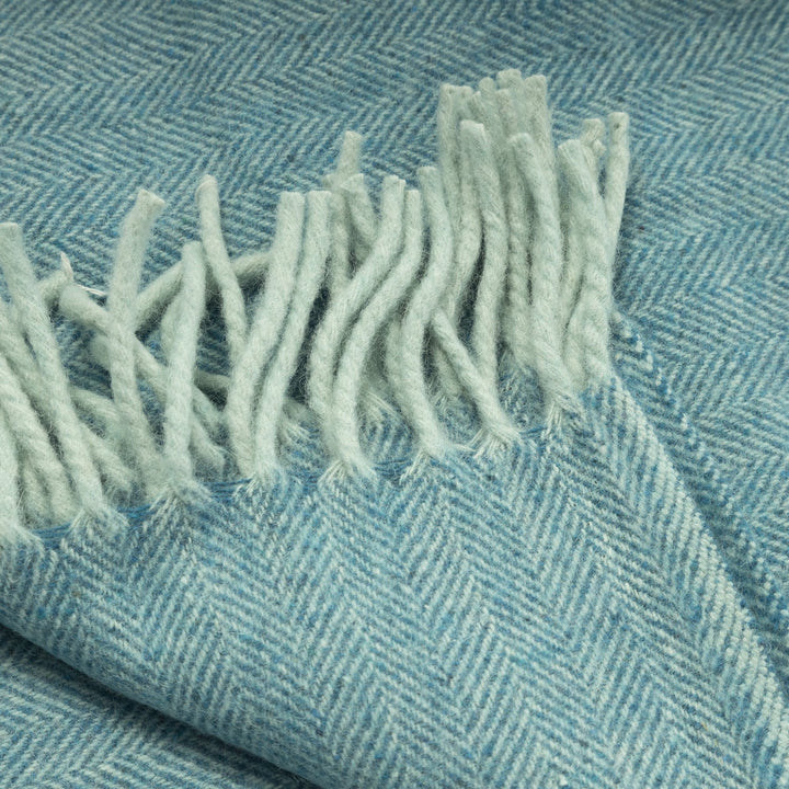 Herringbone Blanket Turquoise Dunedin Cashmere