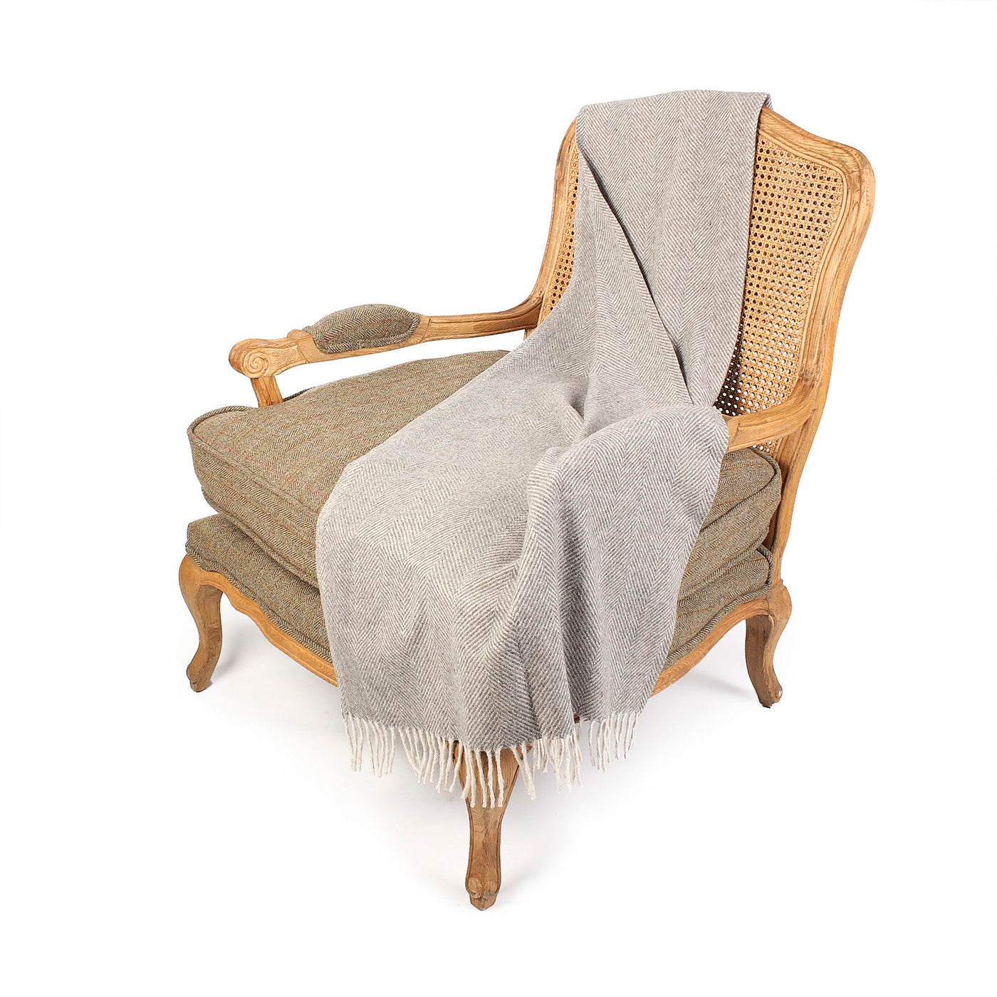 Herringbone Knee Blanket Grey Medium Dunedin Cashmere