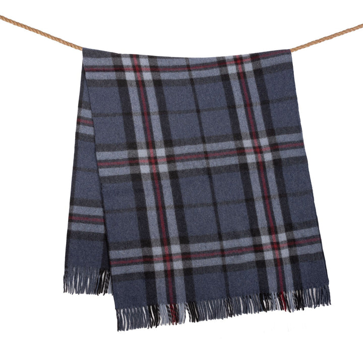 Highland Wool Blend Tartan Blanket Throw Thomson Navy Dunedin Cashme