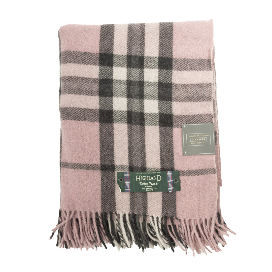 Highland Wool Blend Tartan Blanket Throw Thomson Pink Dunedin Cashme