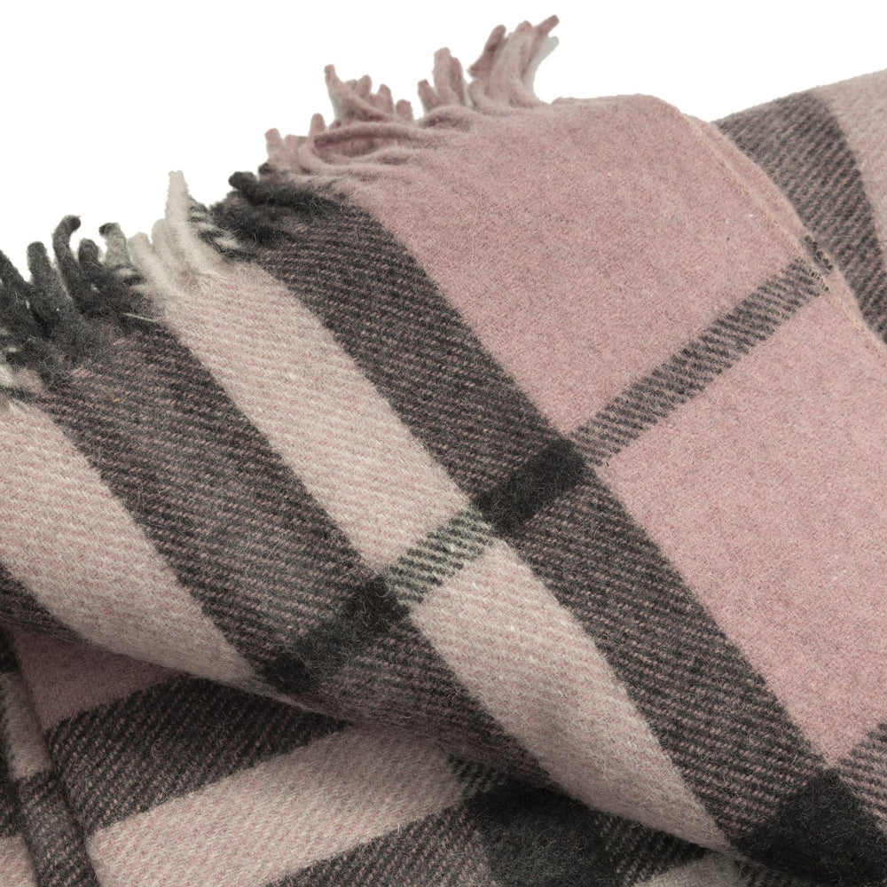 Highland Wool Blend Tartan Blanket Throw Thomson Pink - Dunedin Cashmere
