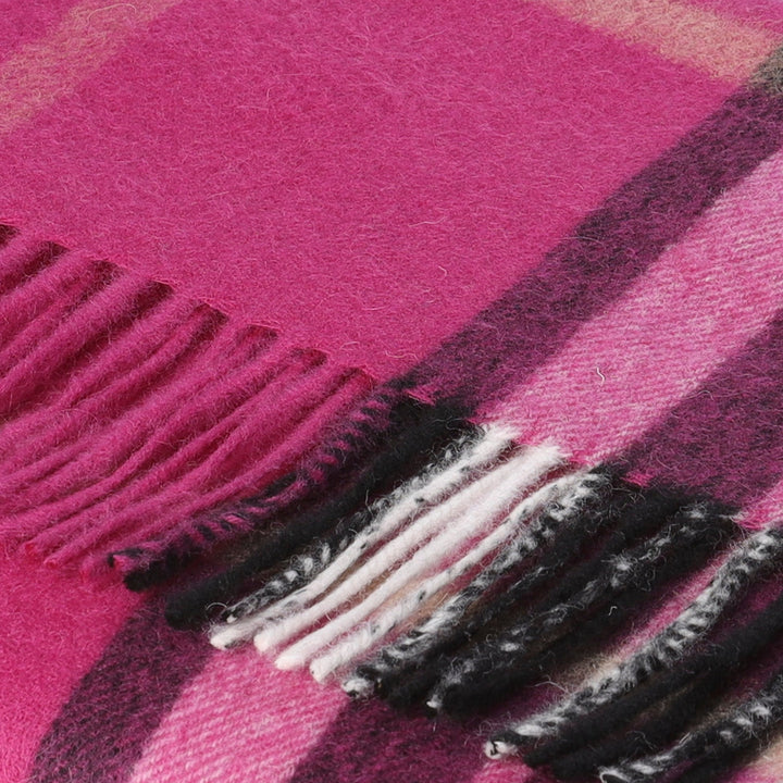 Hos 100% Lambswool Wide Scarf Enlarged Off Ctr Scotty Thom Raspberry - Dunedin Cashmere