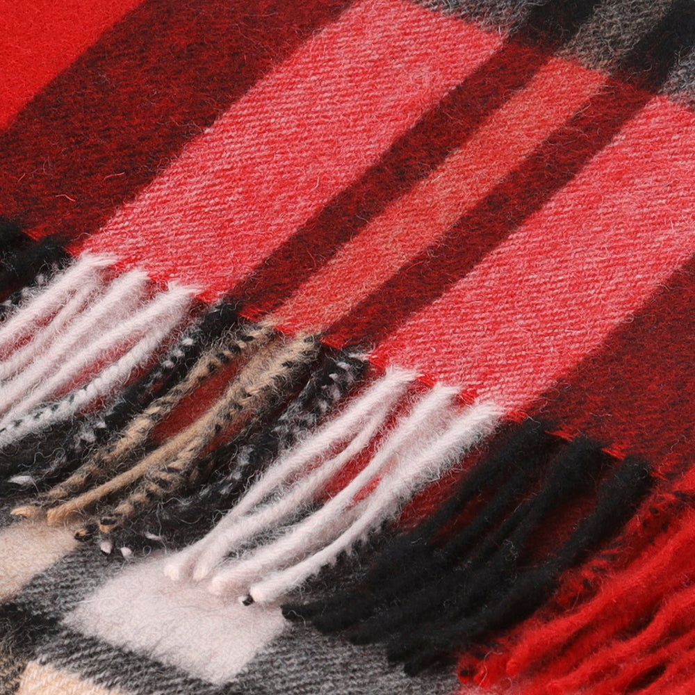 Hos 100% Lambswool Wide Scarf Thomson Red - Dunedin Cashmere