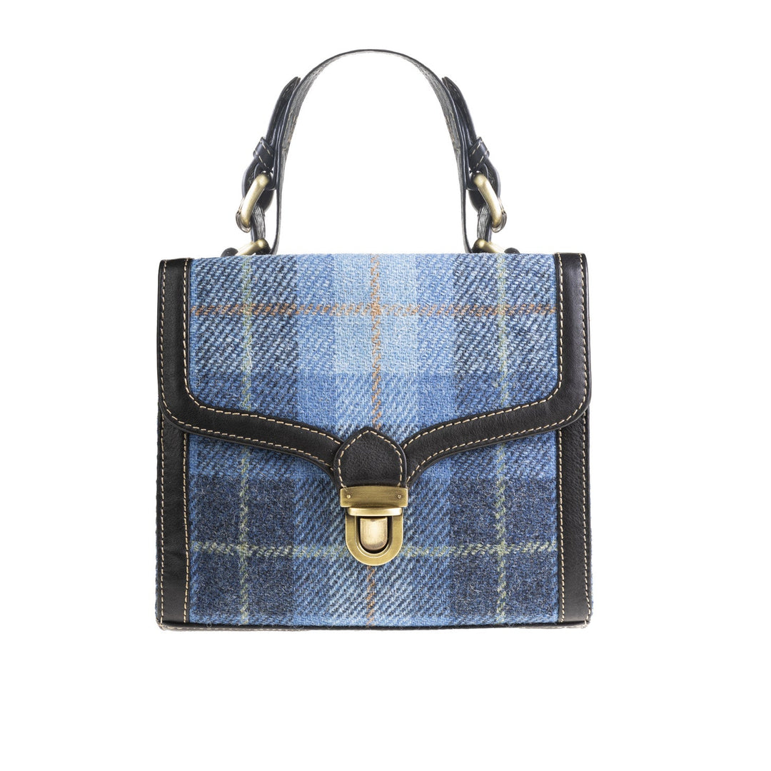 Ht Ladies Handbag Blue Check / Black - Dunedin Cashmere