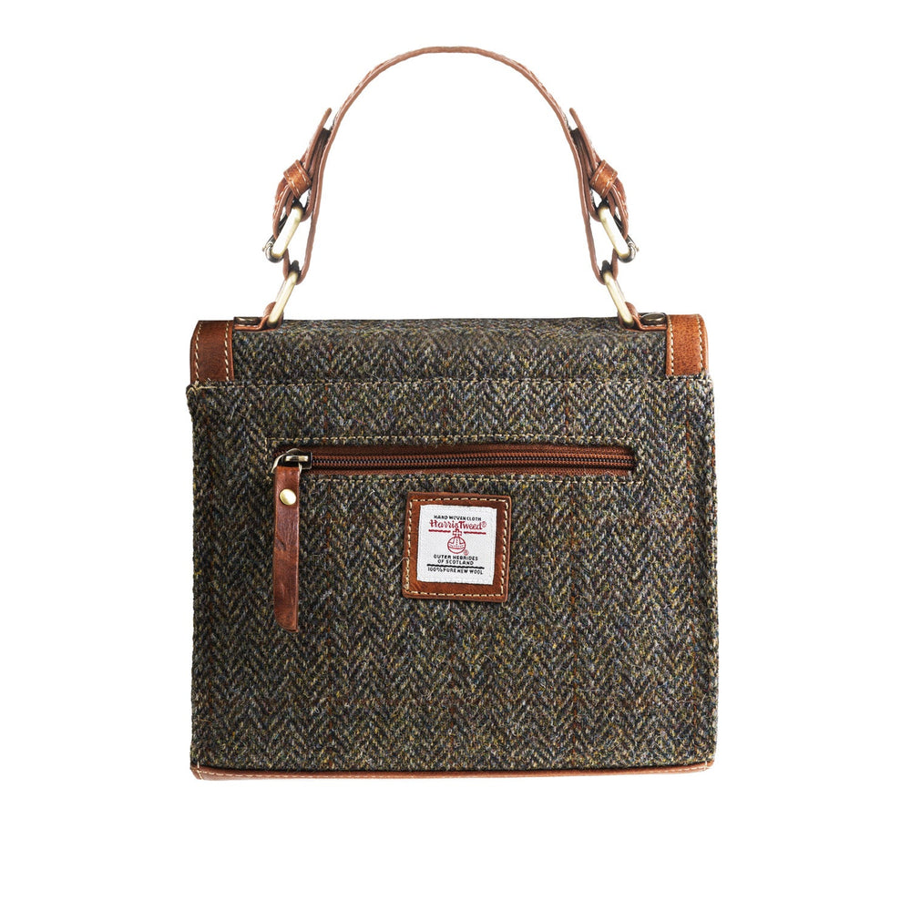 Ht Ladies Handbag Brown Herringbone / Tan - Dunedin Cashmere