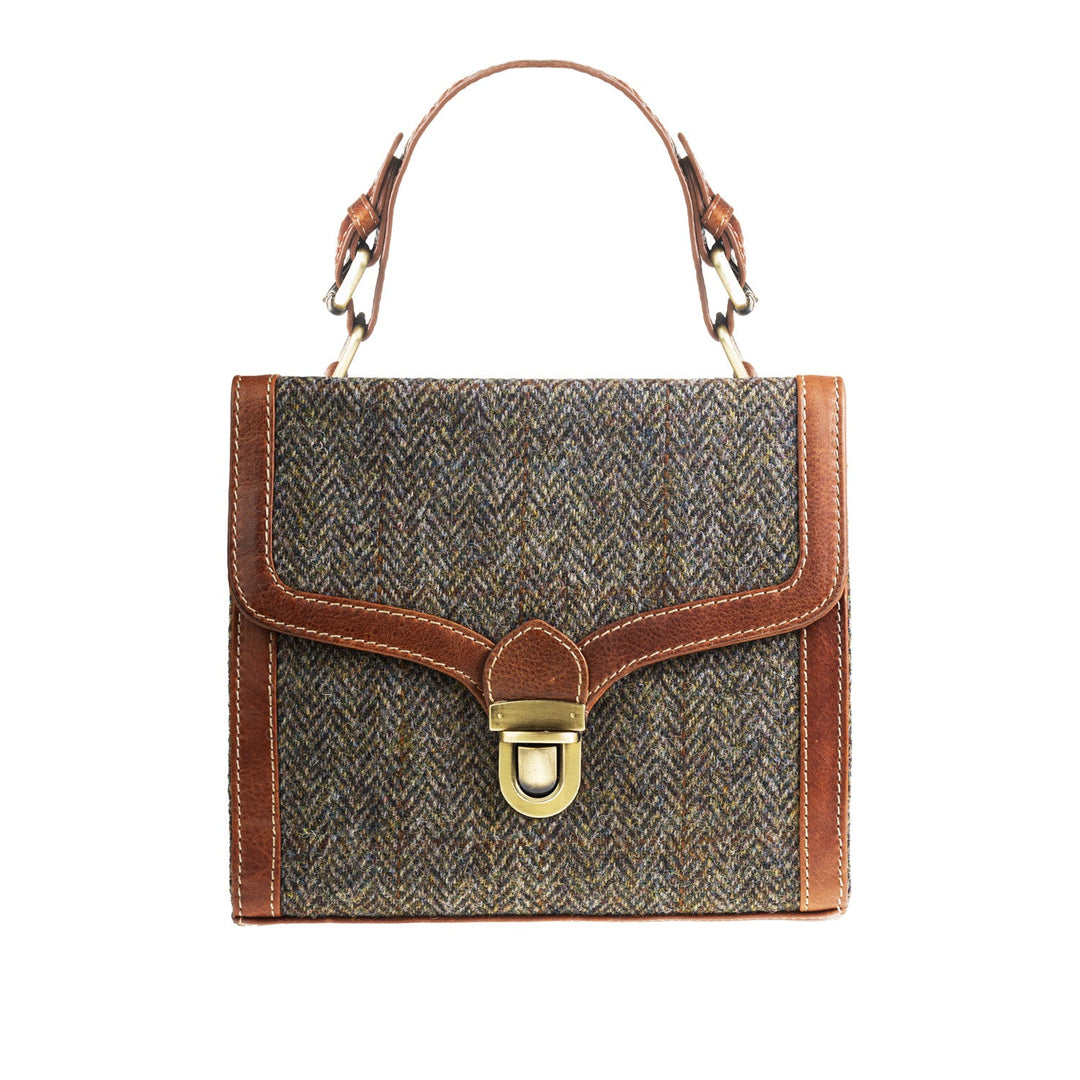Ht Ladies Handbag Brown Herringbone / Tan - Dunedin Cashmere