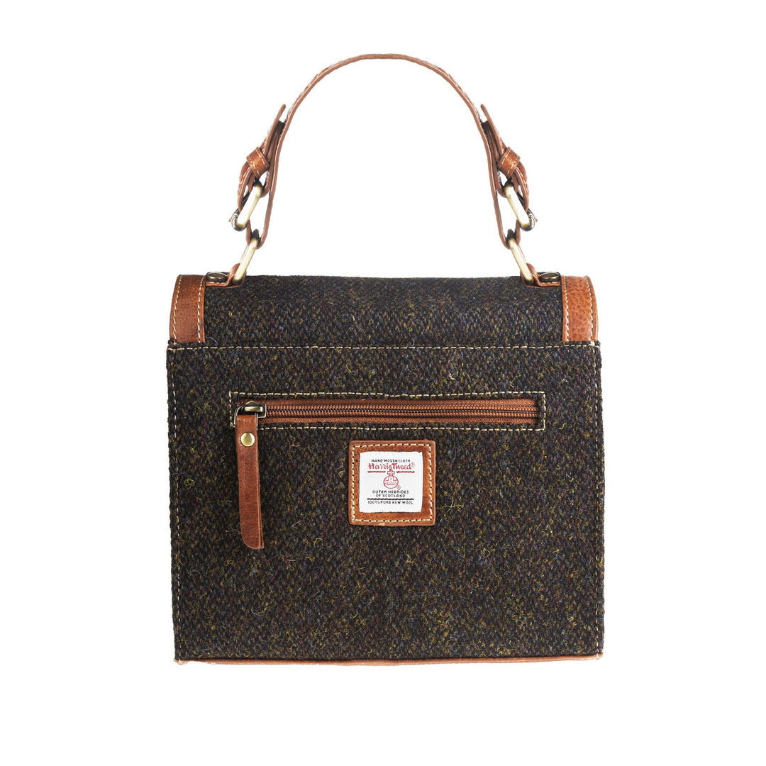 Ht Ladies Handbag Dark Brown Barleycorn / Tan - Dunedin Cashmere