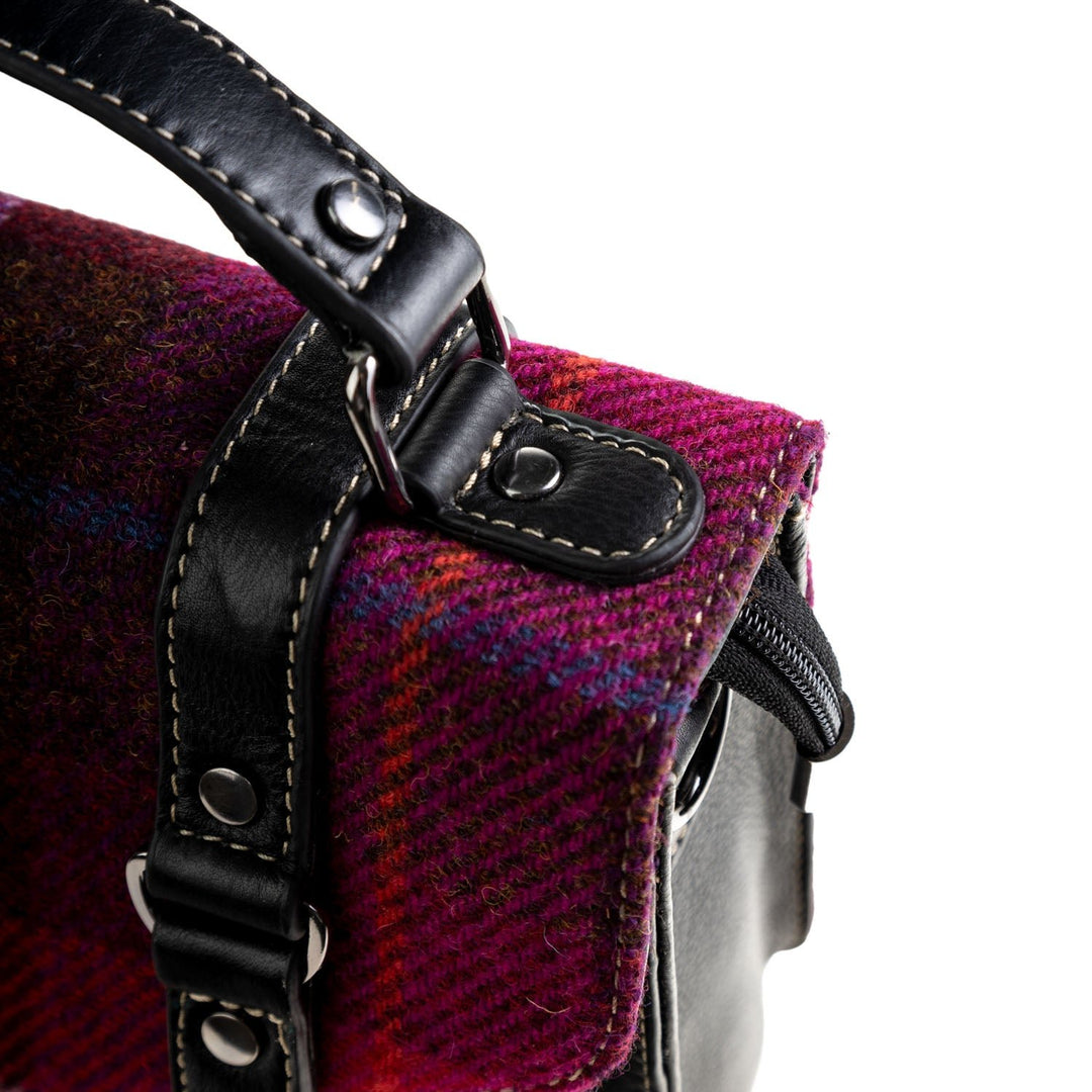 Ht Leather Satchel Bag Cerise Check / Black - Dunedin Cashmere