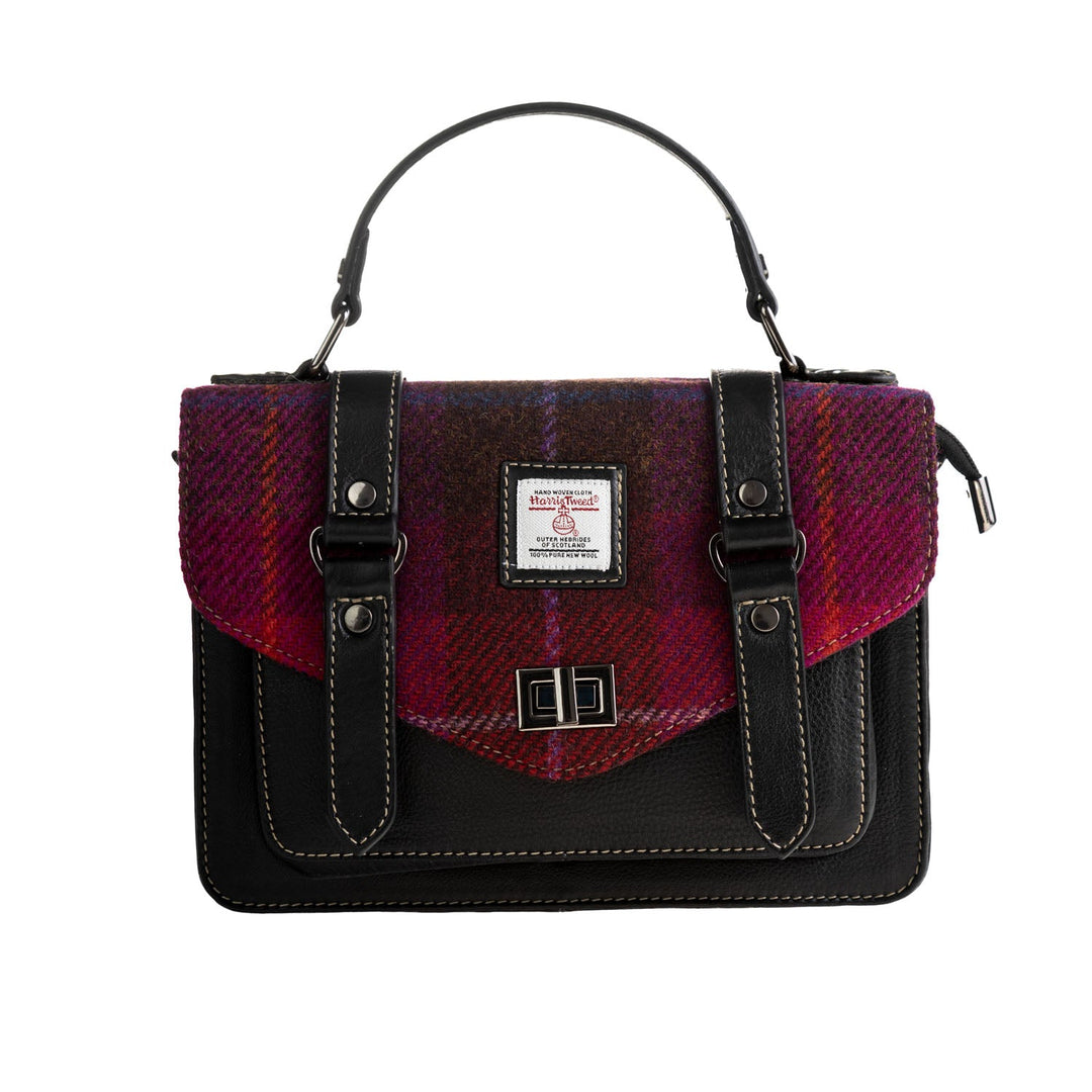 Ht Leather Satchel Bag Red Check / Red - Dunedin Cashmere