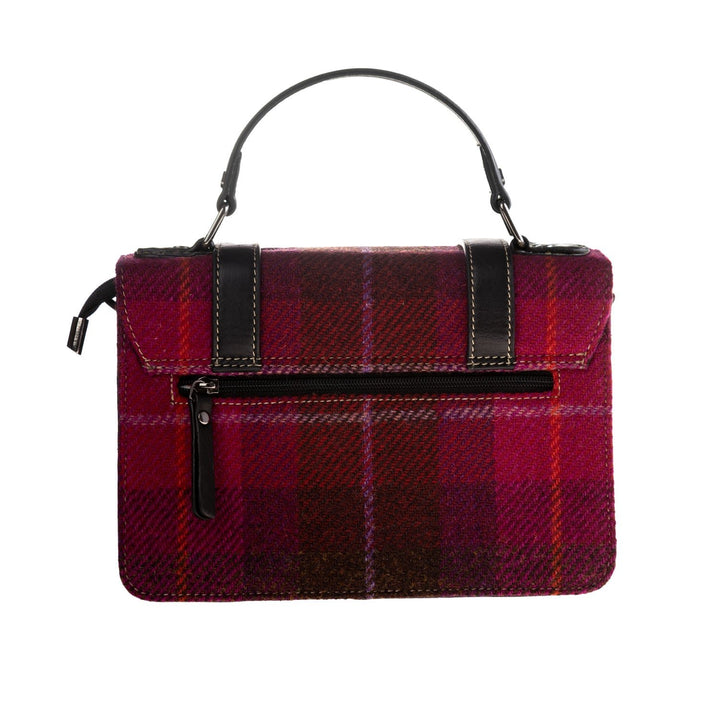 Ht Leather Satchel Bag Red Check / Tan - Dunedin Cashmere