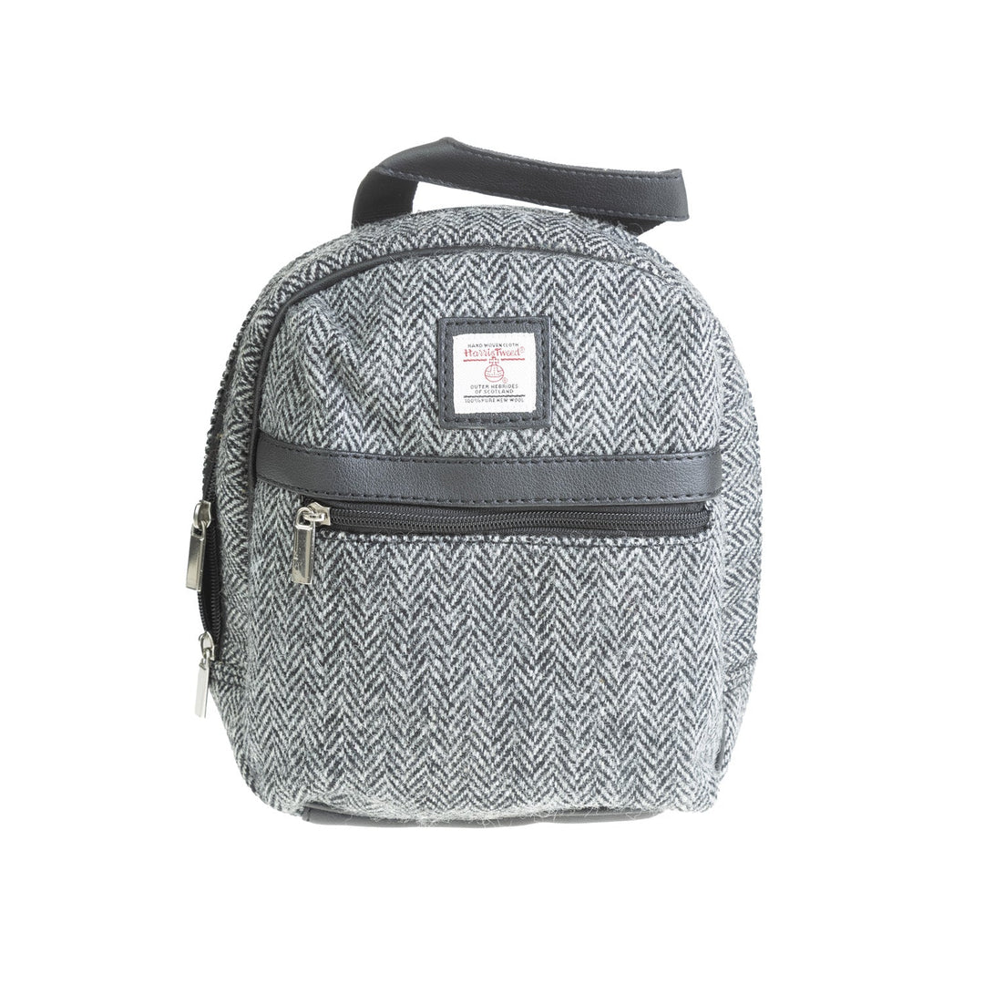 Ht Vegan Leather Small Backpack Black & White Herringbone / Black - Dunedin Cashmere