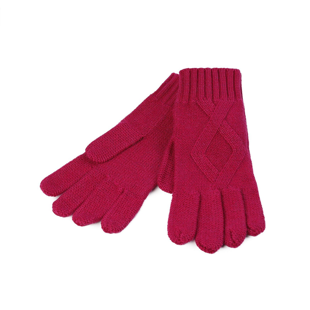 Ladies Racking Rib Detail Glove Fuchsia - Dunedin Cashmere