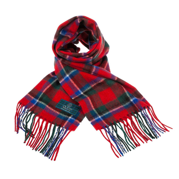 Lambswool Scottish Tartan Clan Scarf Sinclair Red - Dunedin Cashmere