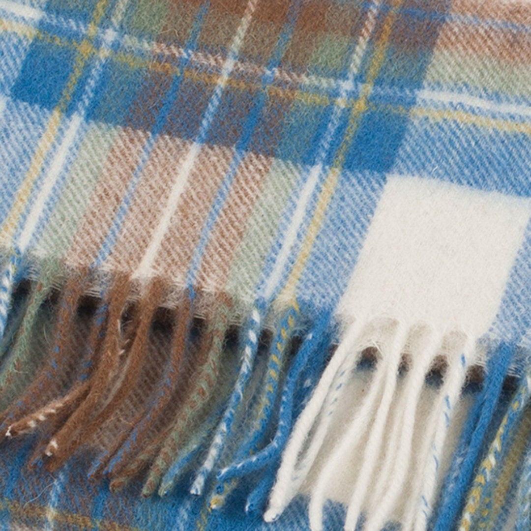 Lambswool Scottish Tartan Clan Scarf Stewart Muted Blue - Dunedin Cashmere