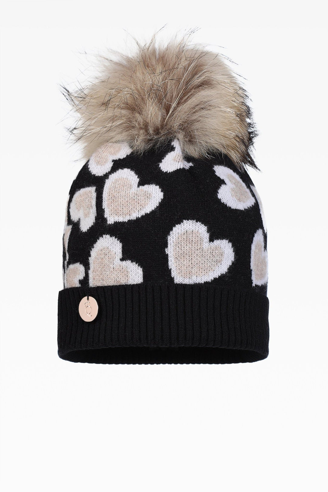 Lily Heart Pom Pom Hat - Real Fur - Dunedin Cashmere
