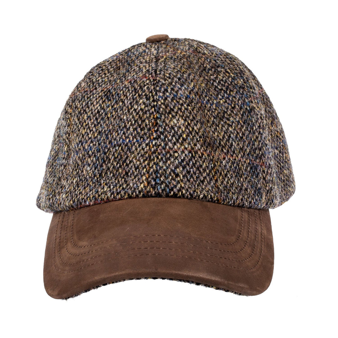 Men's Glencairn Harris Tweed Baseball Cap Grey Dunedin Cashmere