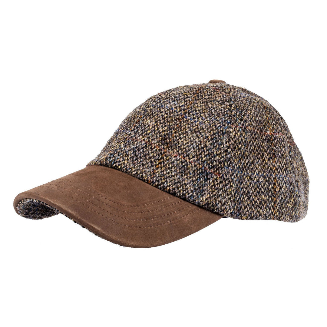 Men's Glencairn Harris Tweed Baseball Cap Grey Dunedin Cashmere