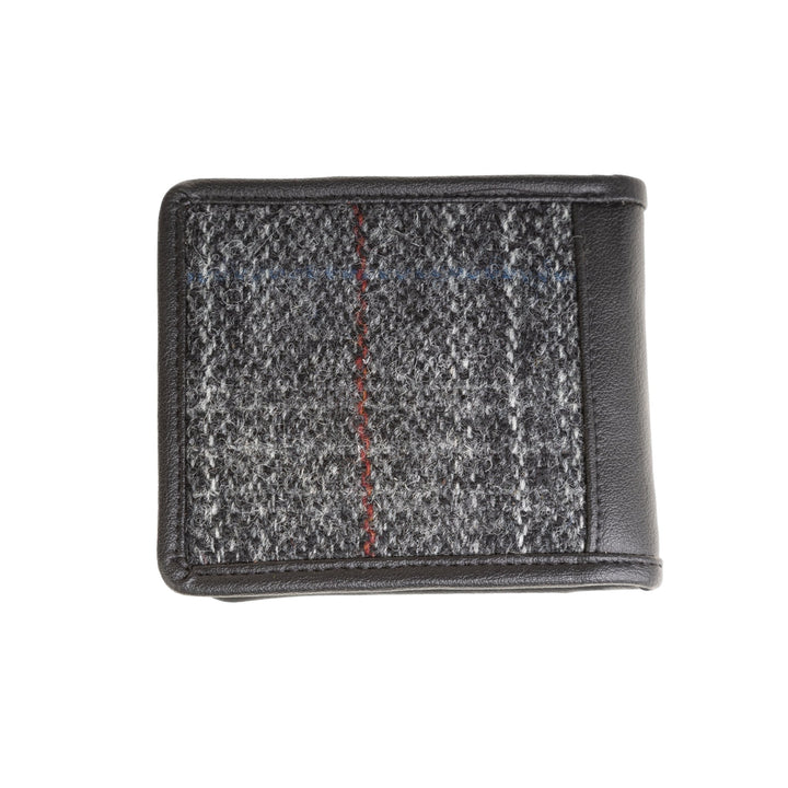 Mens Ht Vegan Leather Wallet Grey & Red Check / Black - Dunedin Cashmere