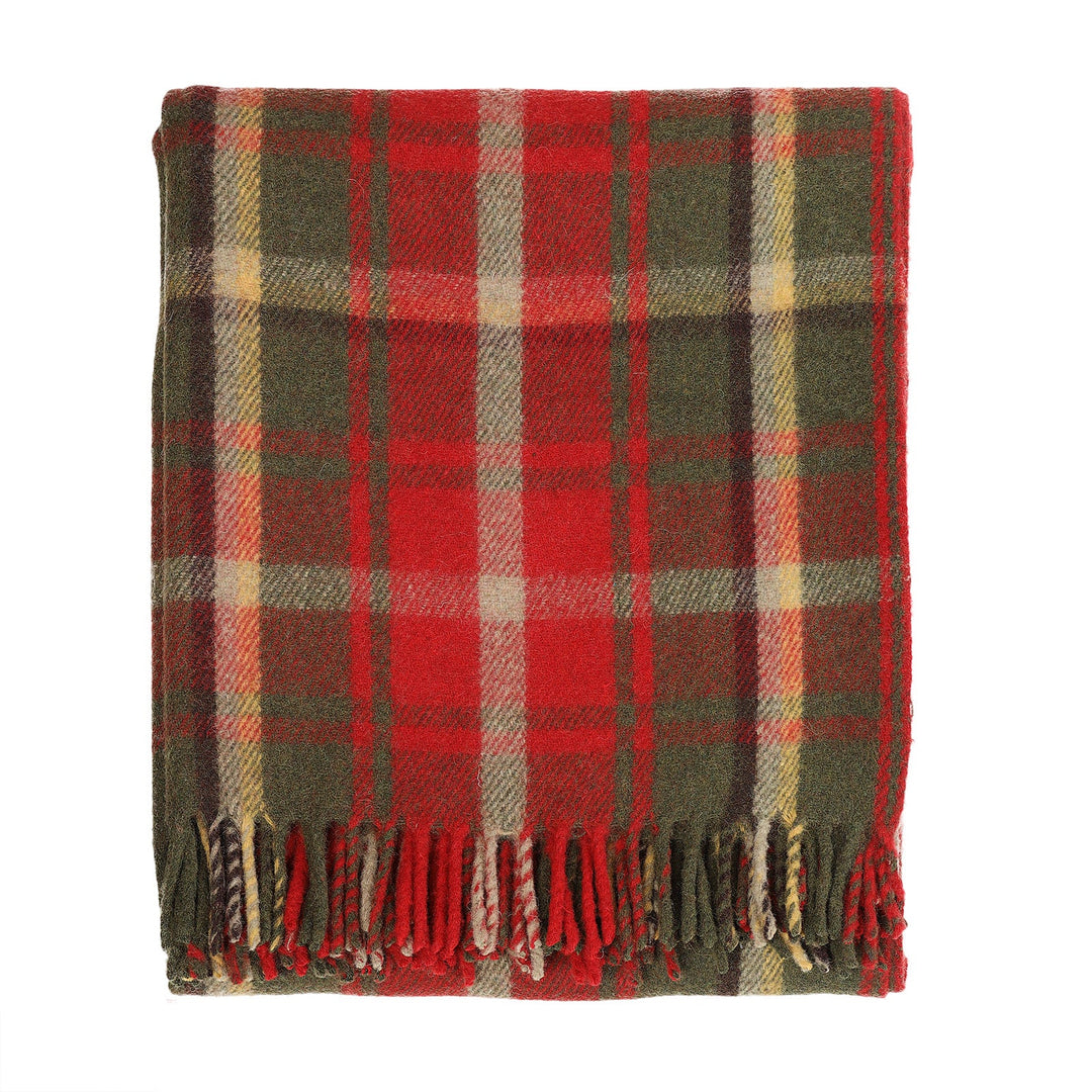 Recycled Wool Tartan Blanket Throw Dark Maple Dunedin Cashmere