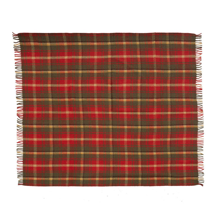 Recycled Wool Tartan Blanket Throw Dark Maple - Dunedin Cashmere