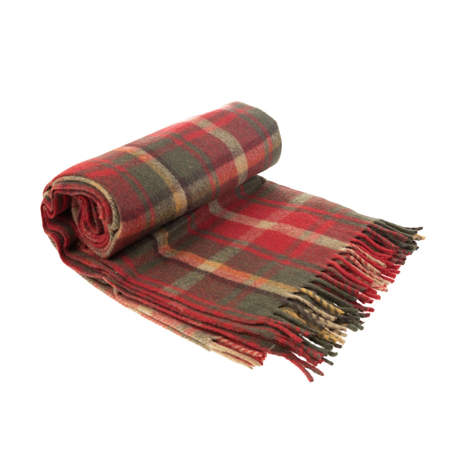 Recycled Wool Tartan Blanket Throw Dark Maple Dunedin Cashmere